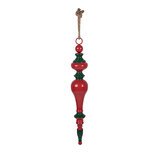 Clayre & Eef   | Decoratie hanger Kerst Rood Groen ø 9x57 cm | 5Y1404