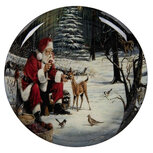 Clayre & Eef   | Decoratie Schaal Grijs Rood ø 28x3 cm | 66416