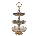 Clayre & Eef   | Etagère 3 laags Beige Goudkleurig ø 18x35 cm | 66426