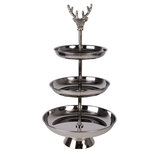 Clayre & Eef   | Etagère 3 laags Zilverkleurig ø 26x48 cm | 6AL0079