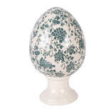 Clayre & Eef   | Decoratie Ei op voet Beige Groen ø 17x28 cm | 6CE2405XL