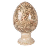 Clayre & Eef   | Decoratie Ei op voet Beige Groen ø 17x28 cm | 6CE2414XL