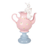 Clayre & Eef   | Decoratie theepot met konijnen Roze Wit 22x14x35 cm | 6PR5940