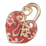 Clayre & Eef   | Decoratie Hart met sleutel Rood goudkleurig 22x9x30 cm | 6PR5955