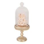 Clayre & Eef   | Glazen Stolp met decoratie Goudkleurig Roze ø 7x17 cm | 6PR6011