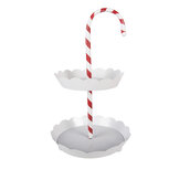 Clayre & Eef   | Etagère zuurstok 2 laags Wit Rood ø 29x47 cm | 6Y5981