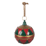 Clayre & Eef   | Decoratie Kerstbal Rood Groen ø 31x36 cm | 6Y5985