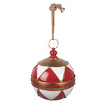 Clayre & Eef   | Decoratie Kerstbal Rood Wit ø 31x36 cm | 6Y5986