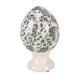 Clayre & Eef   | Decoratie Ei op voet Beige Groen ø 12x19 cm | 6CE2405M