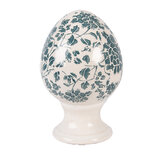 Clayre & Eef   | Decoratie Ei op voet Beige Groen ø 9x14 cm | 6CE2405S