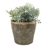 Clayre & Eef   | Bloempot Binnen Groen Bruin ø 12x10 cm | 6CE2410M