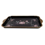 Clayre & Eef   | Decoratief Dienblad Zwart Roze 38x27x2 cm | 66438