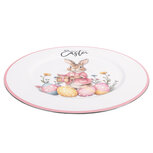 Clayre & Eef   | Onderbord Wit Roze ø 33x1 cm | 66441