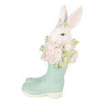 Clayre & Eef   | Decoratie Konijn in laarzen Wit Blauw 9x9x15 cm | 6PR6077