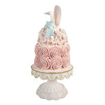 Clayre & Eef   | Decoratie taart Wit Roze ø 17x35 cm | 6PR5929