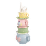 Clayre & Eef   | Decoratie theepot met kopjes gestapeld Blauw Multi 16x11x29 cm | 6PR5930