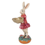 Clayre & Eef   | Decoratie Konijn met schaal Beige Roze 11x14x30 cm | 6PR6019