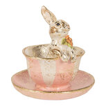 Clayre & Eef   | Decoratie Konijn in kopje Beige Roze ø 12x12 cm | 6PR6032