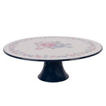 Clayre & Eef   | Taartplateau op voet Beige Blauw ø 29x10 cm | 66436