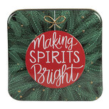 Clayre & Eef   | Blikken Bewaardoos Groen Rood 17x17x6 cm | 6BL0208