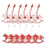 Clayre & Eef   | Decoratie Hanger Hobbelpaard Rood Wit 13x13x1 cm (12) | 6H2487