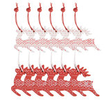Clayre & Eef   | Decoratie Hanger Rendier Rood Wit 13x13x1 cm (12) | 6H2488