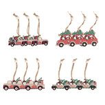 Clayre & Eef   | Decoratie hanger Auto Rood Beige 13x13x1 cm (12) | 6H2490