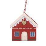 Clayre & Eef   | Decoratie hanger Huis Rood Wit 8x3x8 cm | 66583