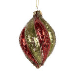 Clayre & Eef   | Kerstbal Rood Groen ø 7x11 cm | 6GL5401