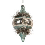 Clayre & Eef   | Kerstbal Blauw Zilverkleurig ø 7x13 cm | 6GL5402