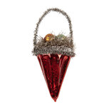 Clayre & Eef   | Kersthanger Rood Zilverkleurig ø 7x10 cm | 6GL5405