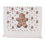 Clayre & Eef   | Gastendoekje Wit Bruin 40x66 cm | CTCGM