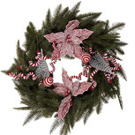 Clayre & Eef   | Kerstdecoratie Krans Groen Rood ø 60x20 cm | 50915
