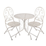 Clayre & Eef   | Bistroset Bistrotafel Bistrostoel 3-delig Wit ø 60x70 / 39x39x94 cm (2) | 5Y1431