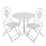 Clayre & Eef   | Bistroset Bistrotafel Bistrostoel 3-delig Wit ø 60x70 / 50x40x93 cm (2) | 5Y1434