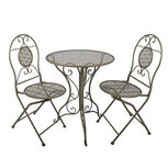 Clayre & Eef   | Bistroset Bistrotafel Bistrostoel 3-delig Groen ø 60x70 / 50x40x93 cm (2) | 5Y1435