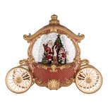 Clayre & Eef   | Muziekdoos Koets met Kerstman LED Rood Goudkleurig 26x11x20 cm / 3xAA | 6PR6156