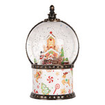 Clayre & Eef   | Sneeuwbol met LED Wit Bruin ø 12x21 cm / 3xAA | 6PR6173